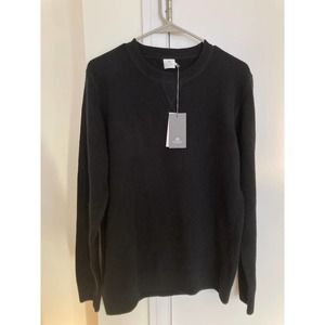 NWT Sunspel Black Lambswool Crewneck Sweater, Men's Medium